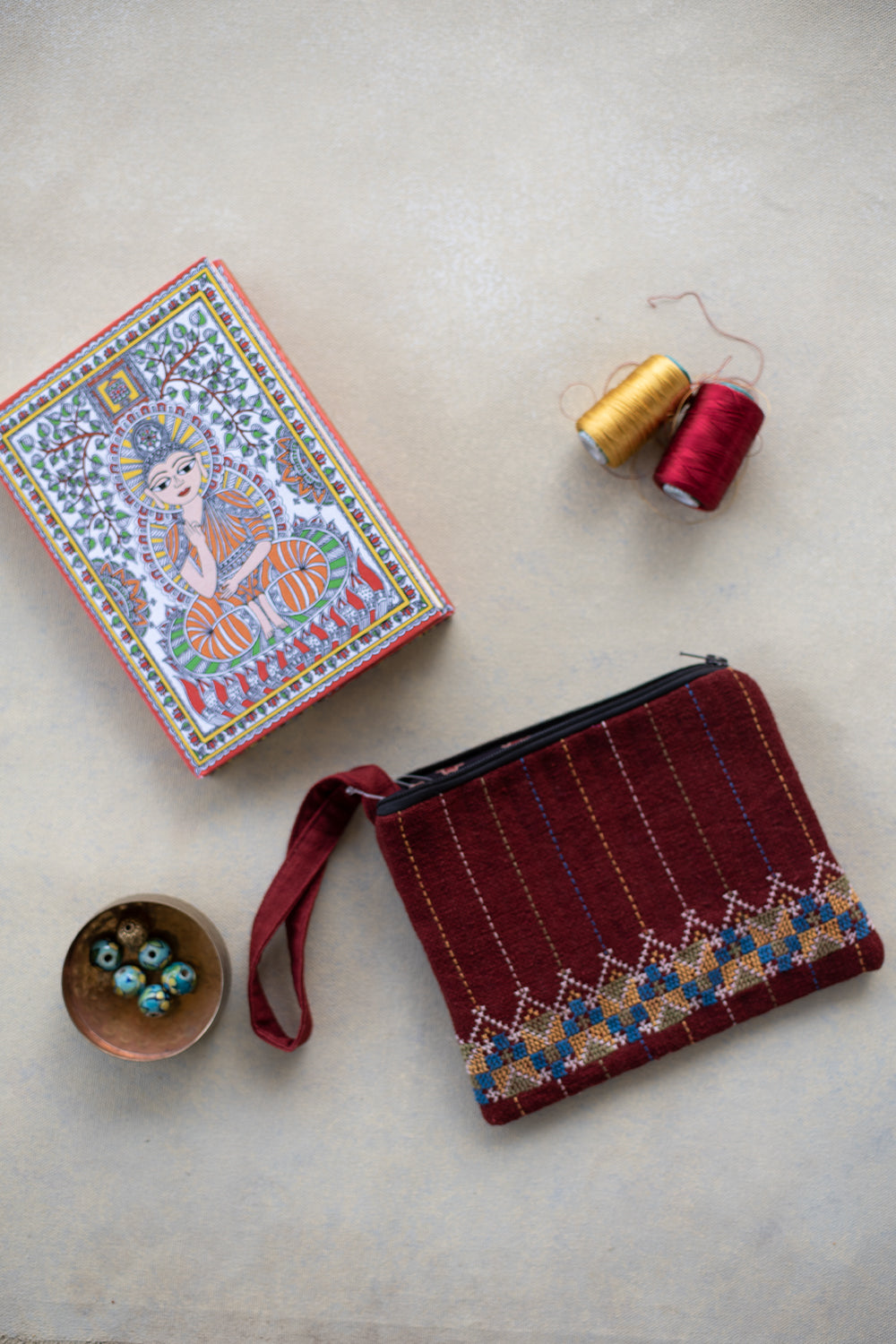 Maroon Kutch Embroidered Hand Purse