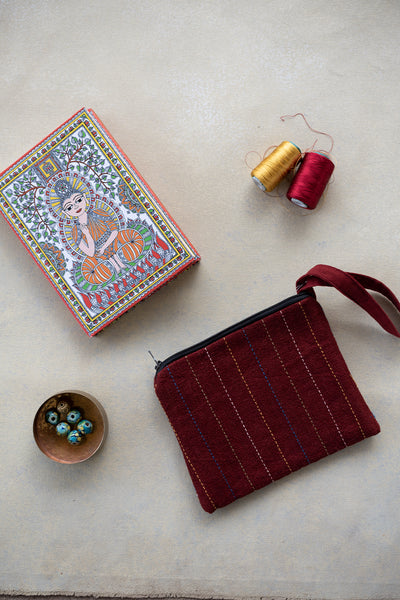 Maroon Kutch Embroidered Hand Purse