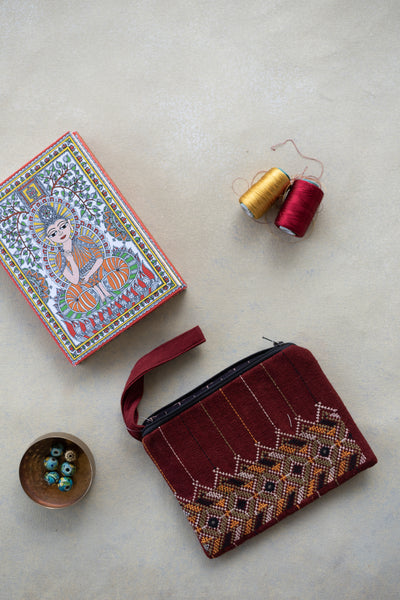 Maroon Kutch Embroidered Hand Purse