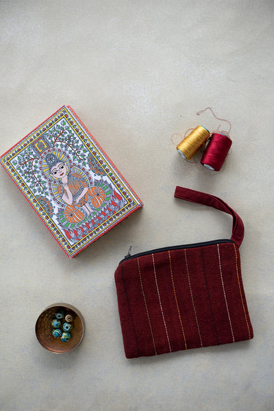 Maroon Kutch Embroidered Hand Purse