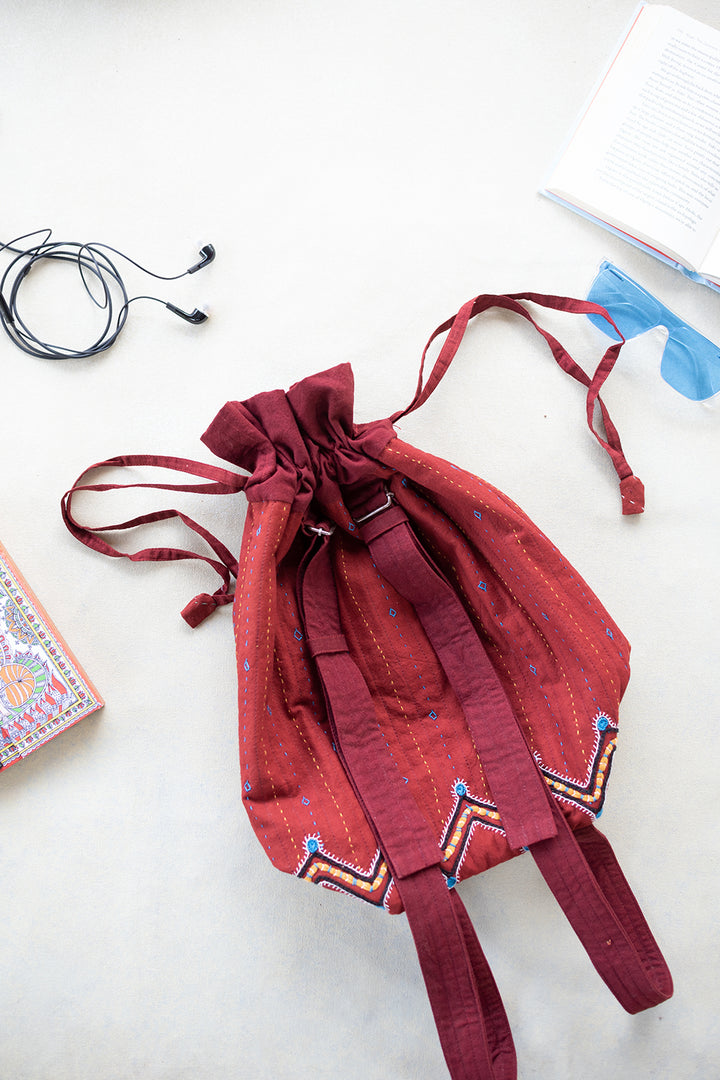 Maroon Kutch Embroidered Bag
