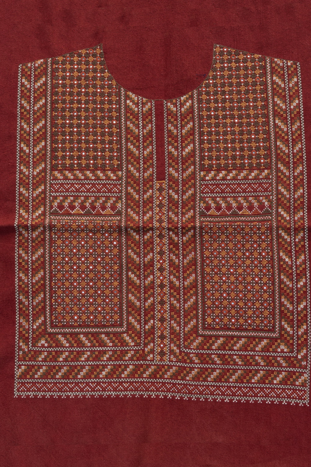 Brick Maroon Big Kutch Embroidered Trim
