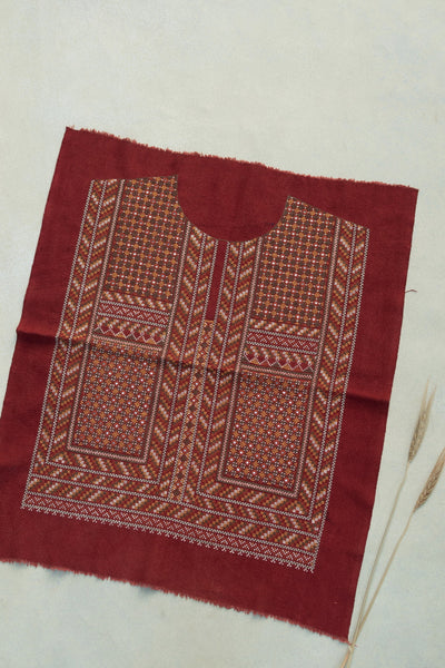 Brick Maroon Big Kutch Embroidered Trim