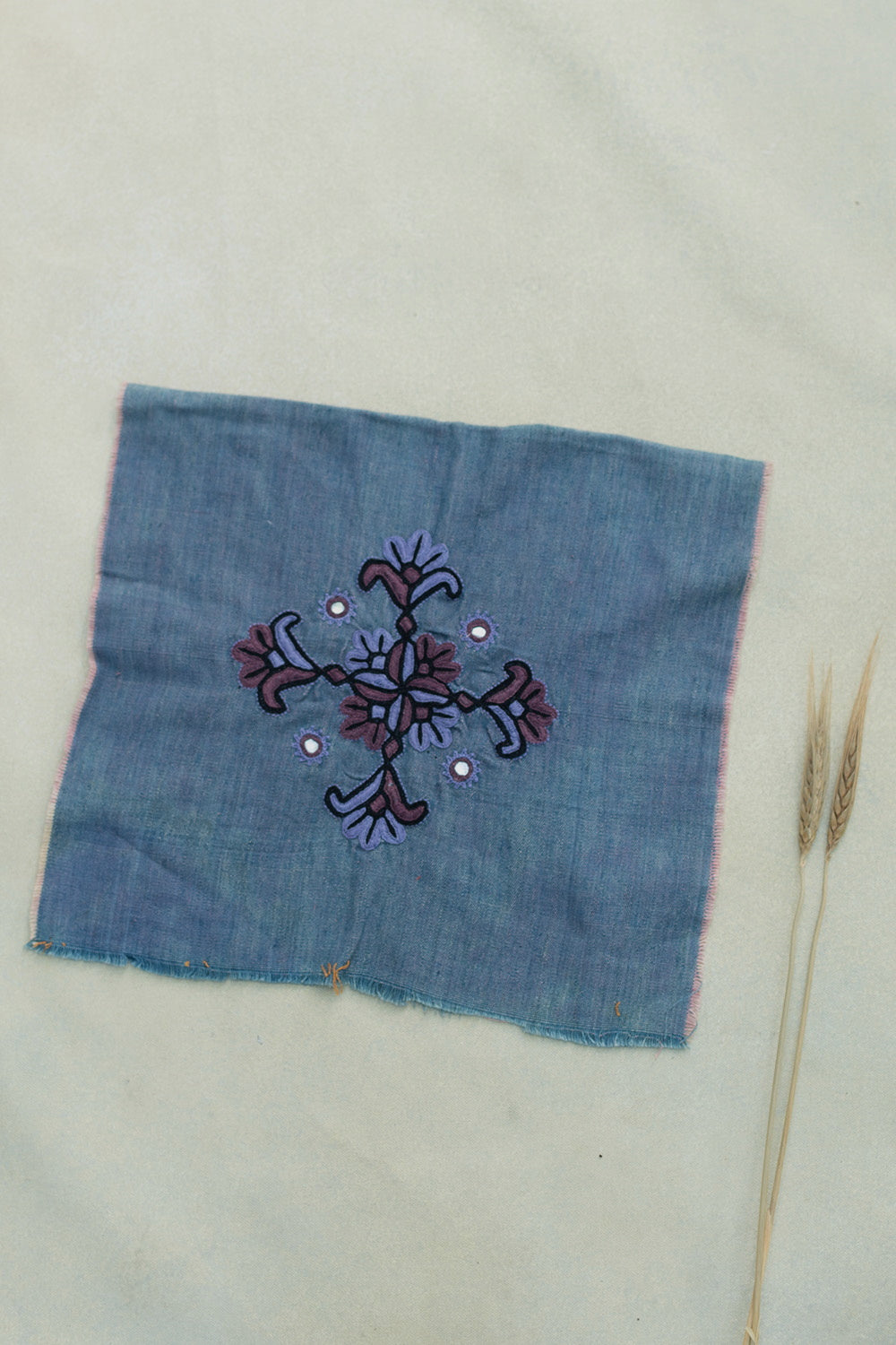 Faded Blue Kutch Embroidered Trim