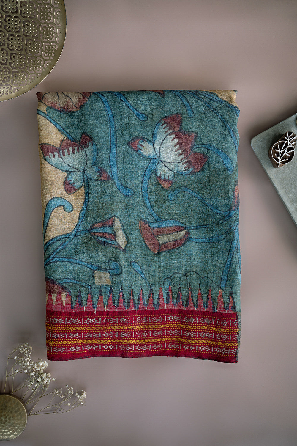 Kalamkari Tussar Silk Sarees - Matkatus 