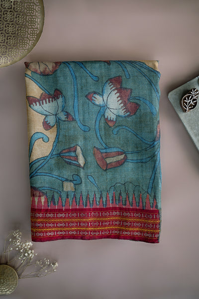 Kalamkari Tussar Silk Sarees - Matkatus 