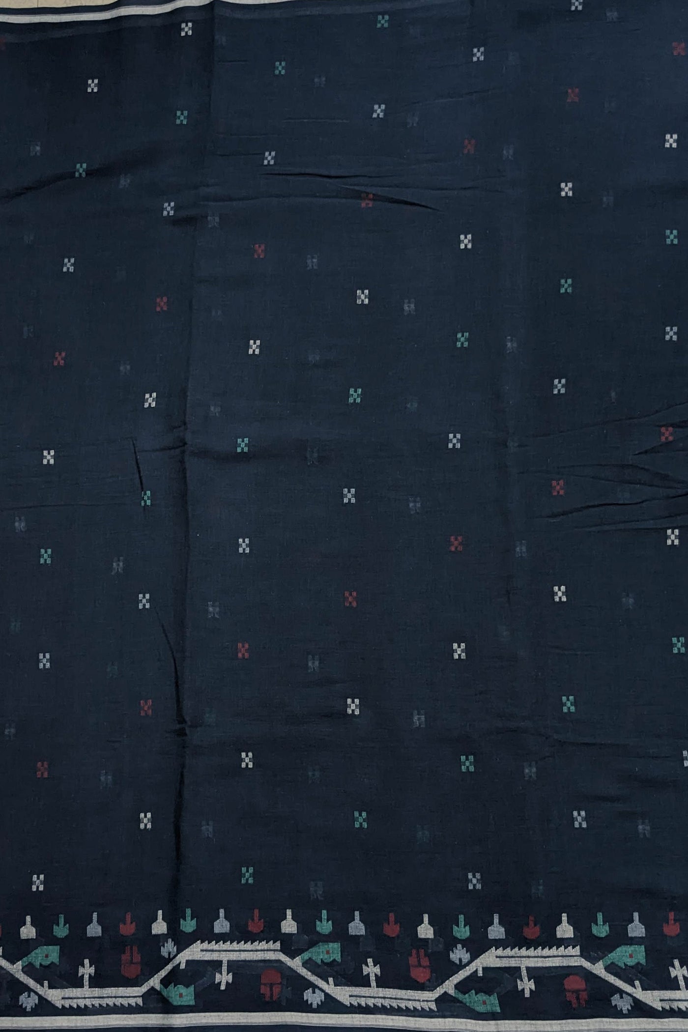 Butta on Blue Bengal Jamdani Fabric