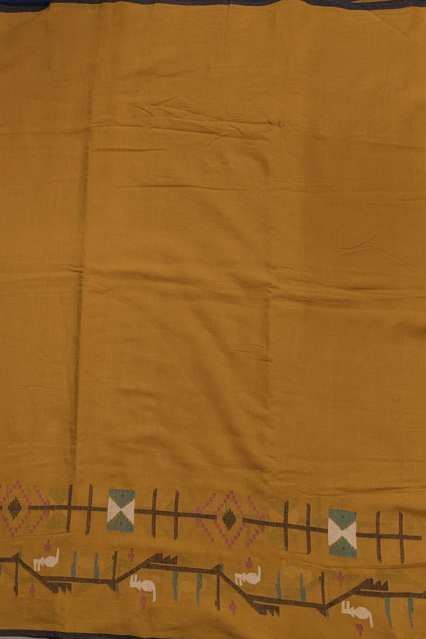 Mustard Yellow Bengal Jamdani Fabric