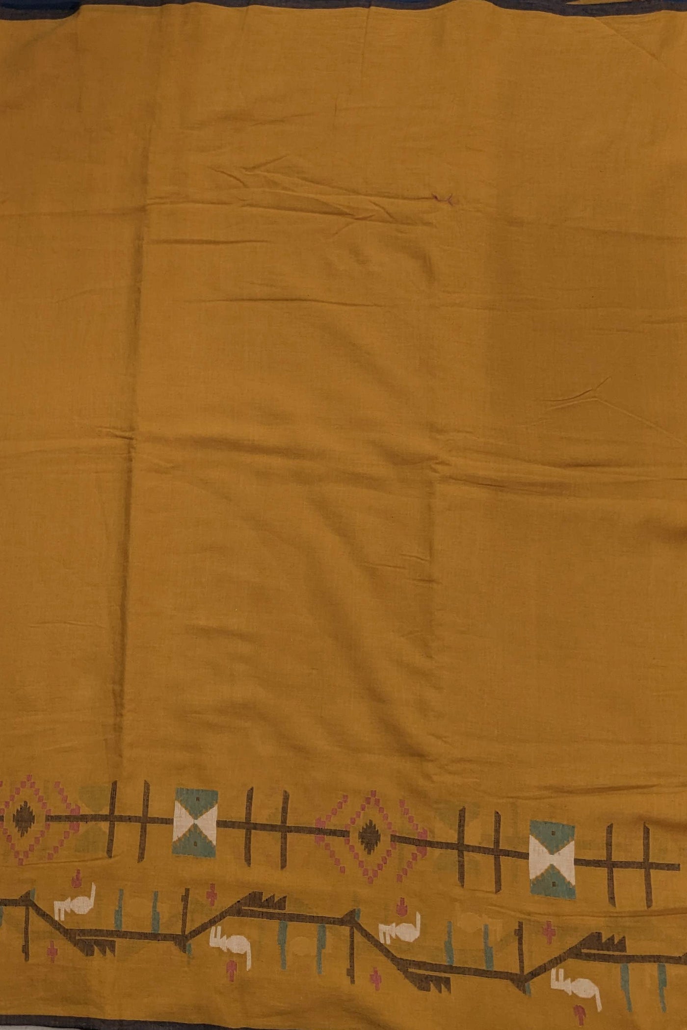 Mustard Yellow Bengal Jamdani Fabric