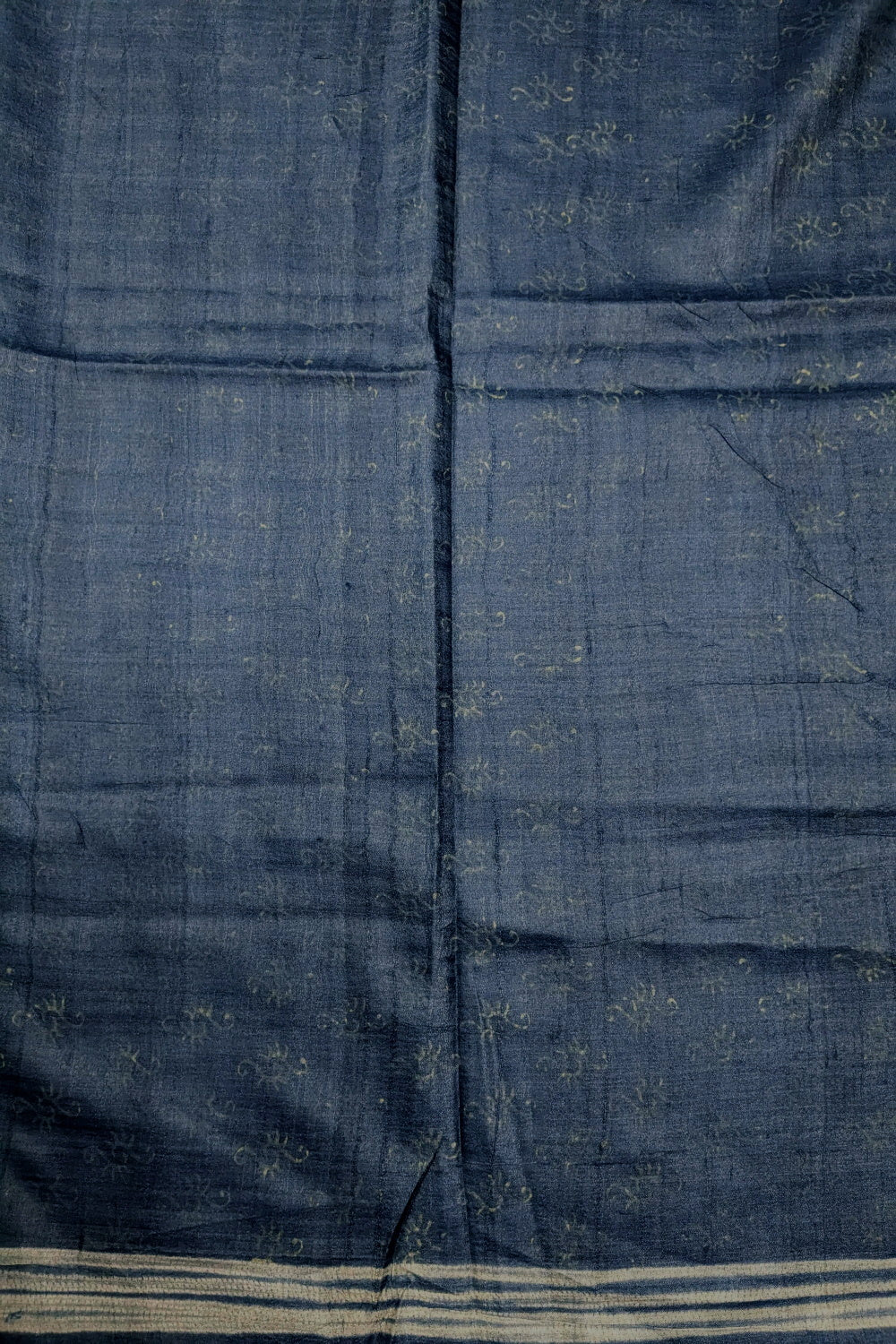 Suttle Print Indigo Shibori Tussar Silk Dupatta