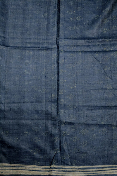 Suttle Print Indigo Shibori Tussar Silk Dupatta