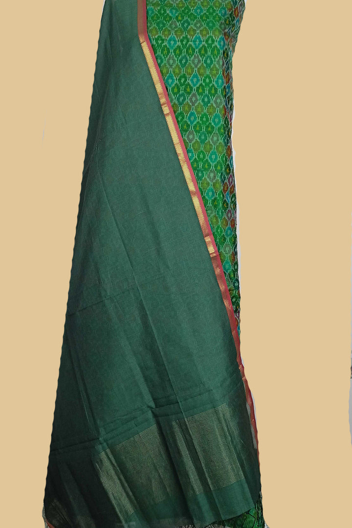 Green Ikat Silk Top & Silk Dupatta