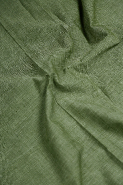 Subdued Green Yarn Dyed Handwoven Cotton Fabric