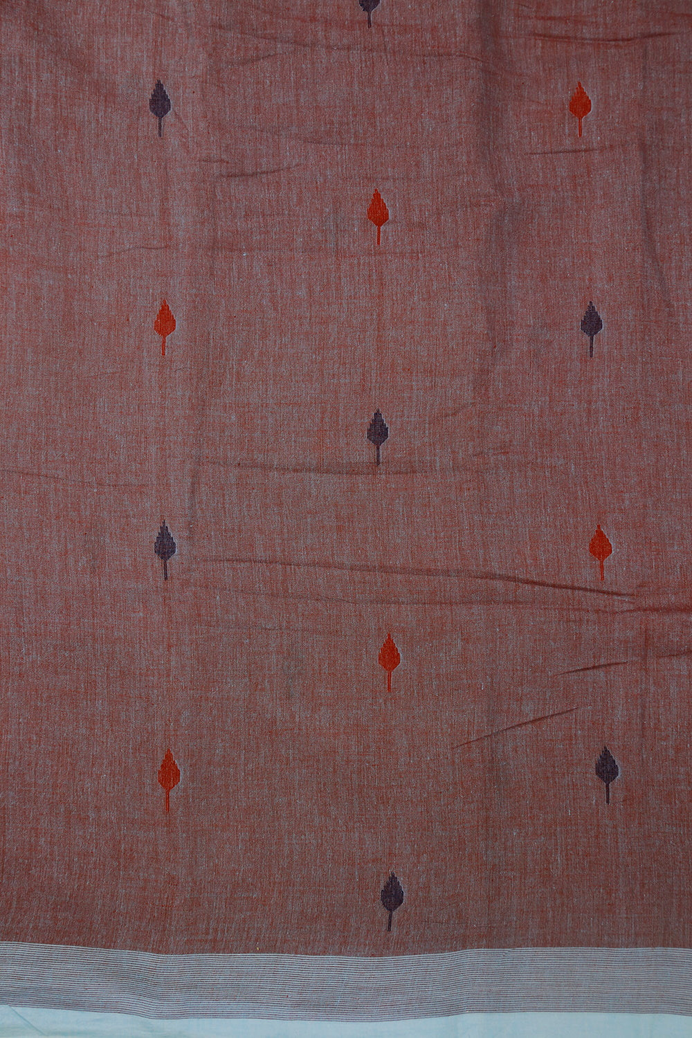 Brown - Handloom Cotton Bengal Jamdani Fabric 03