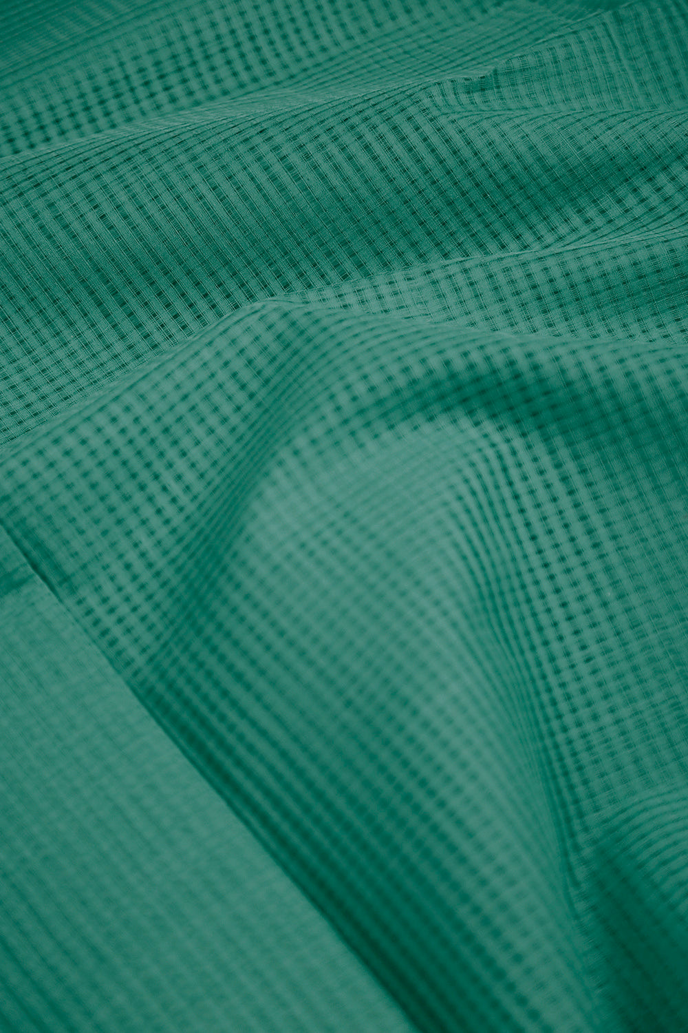 Peacock Green Missing Checks Mangalagiri Cotton Fabric - 0.65m