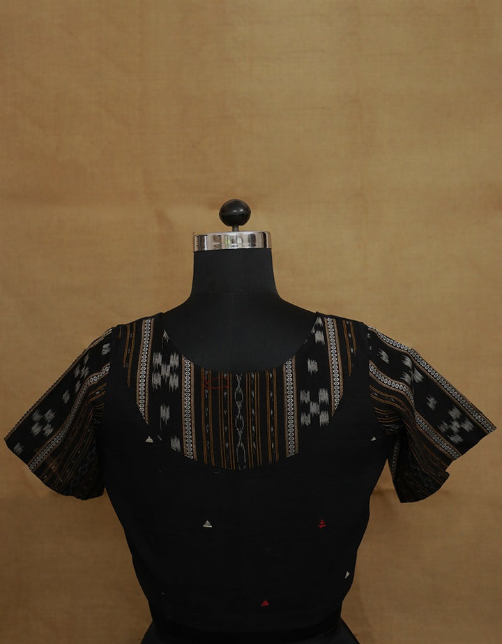 Black with Orissa Ikat Back Patch Stitched Blouse - 36 & 38 Size