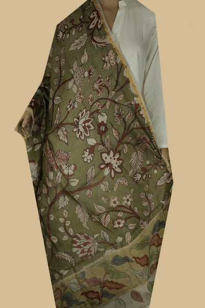  Painted Kalamkari Dupatta - Matkatus