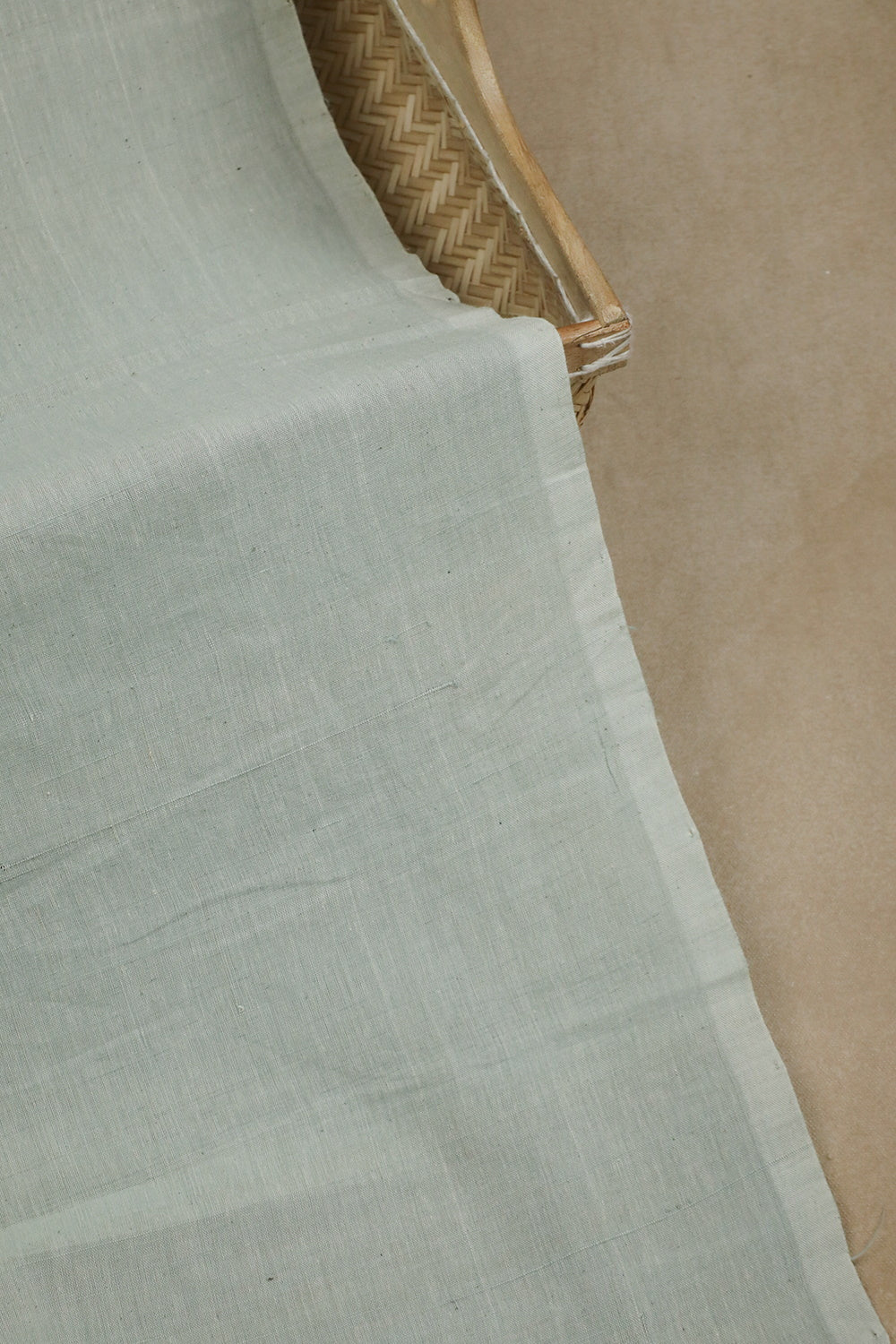 Creamy Green Handspun Handwoven Fabric - 0.8m