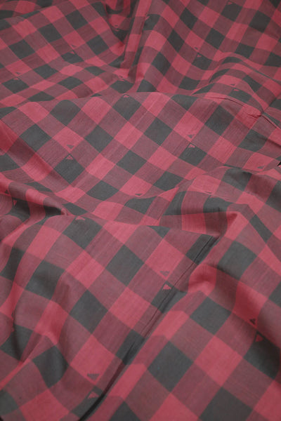 Pink Checks Handwoven Butta Fabric-1.6m
