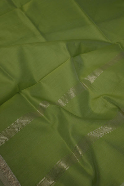 Plain Pear Green Maheshwari Silk Cotton Dupatta