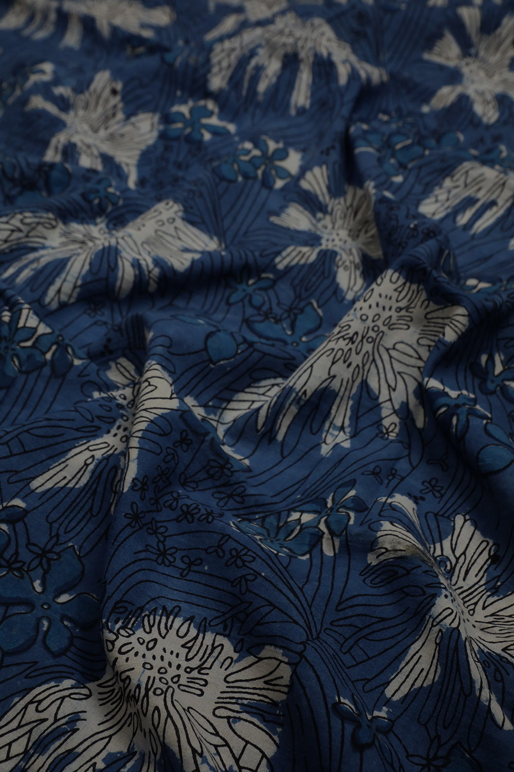 Shop Stylish Indigo Block Printed Cotton Fabric at Matkatus