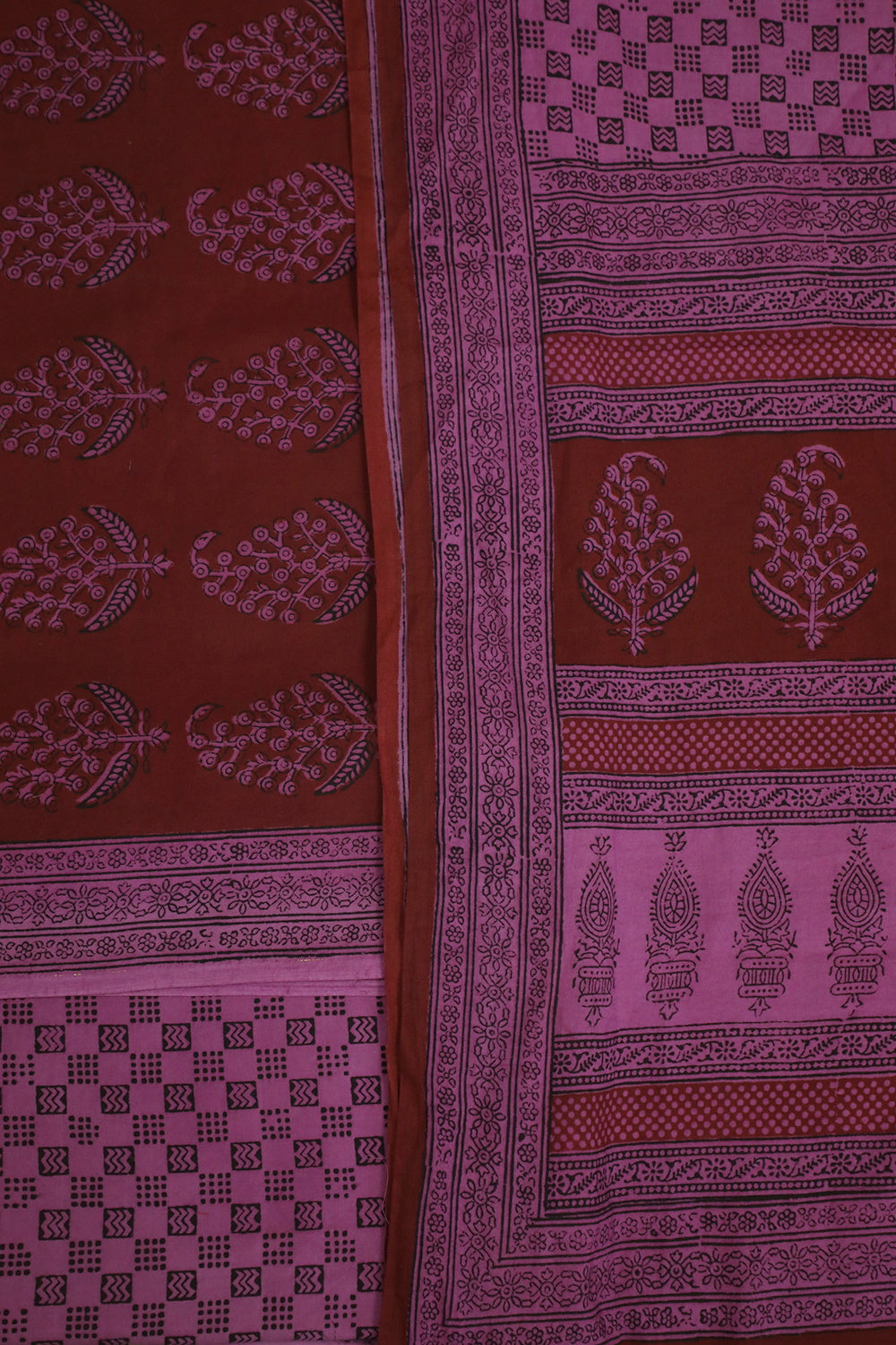 Dark Maroon with Big Butta Floral Bagh Print Full Suit