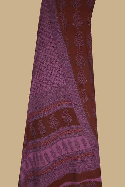 Dark Maroon with Big Butta Floral Bagh Print Full Suit