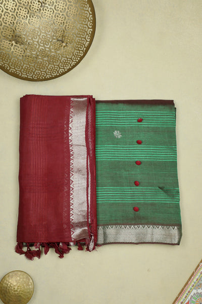 Dark Green with Maroon Top & Dupatta