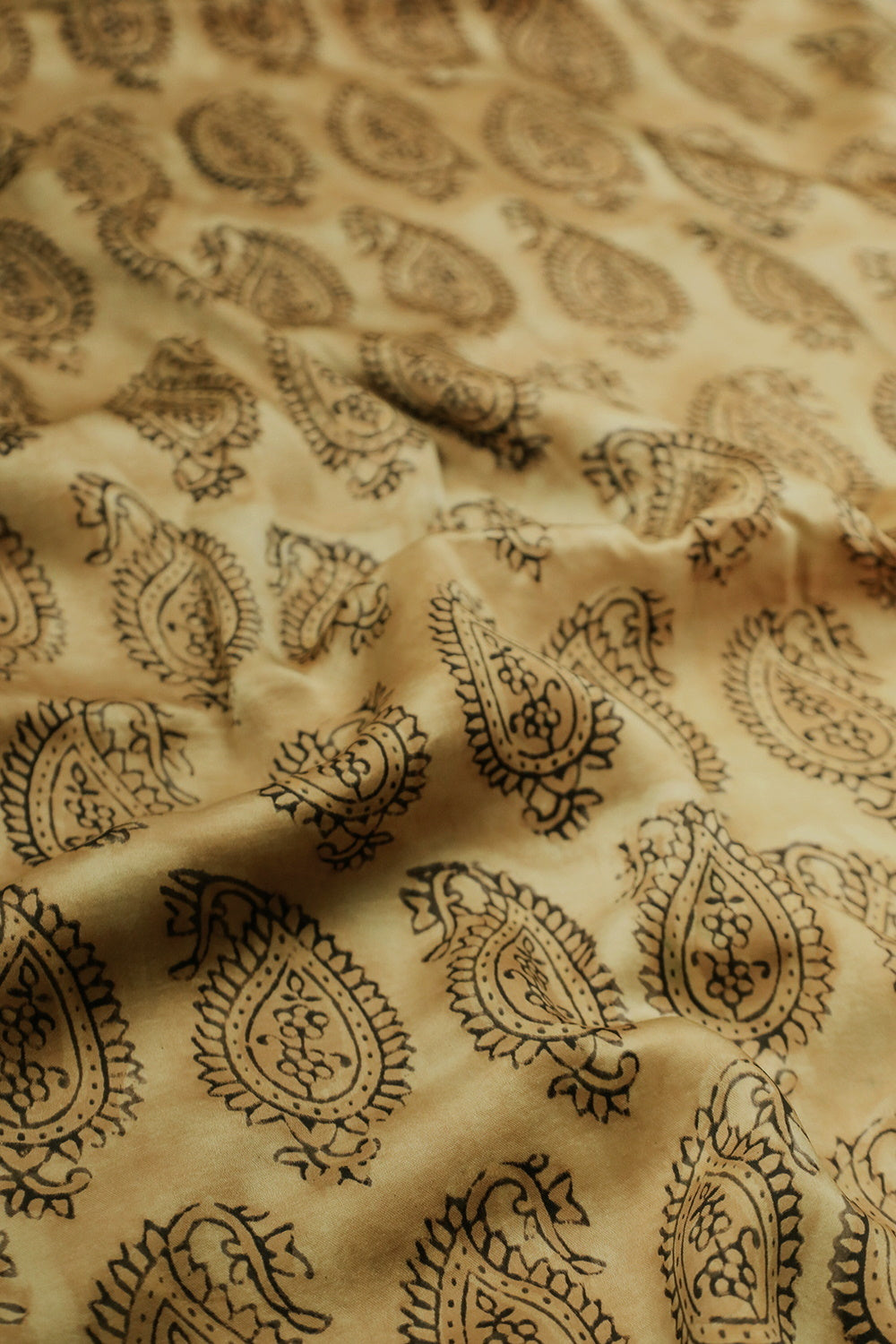 Paisley Butta Block Printed Modal Silk Fabric - 1.5m