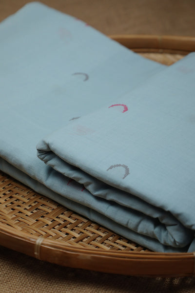 Winter Blue Handwoven Butta Fabric