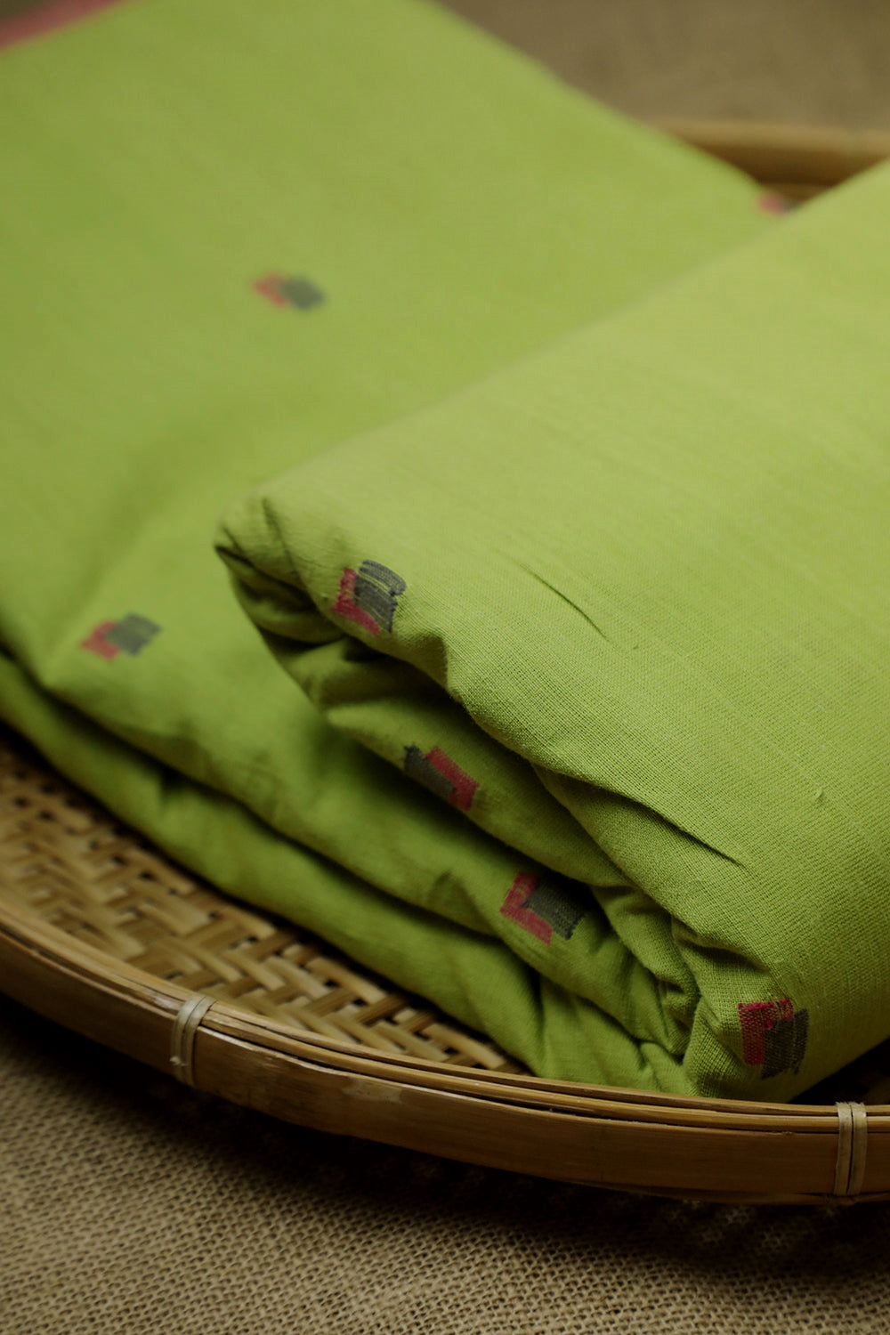 Pear Green Handspun Handwoven Cotton Fabric