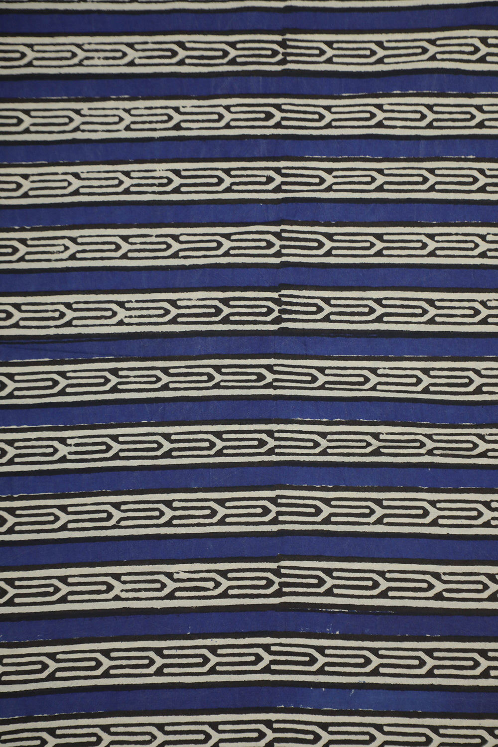 Stripes on Indigo Block Printed Cotton Fabric