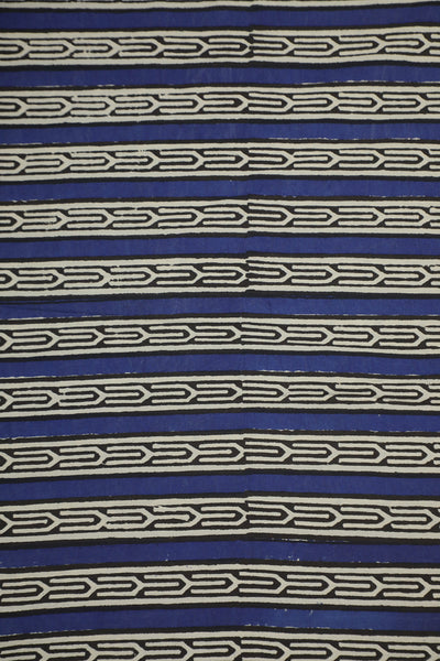 Stripes on Indigo Block Printed Cotton Fabric