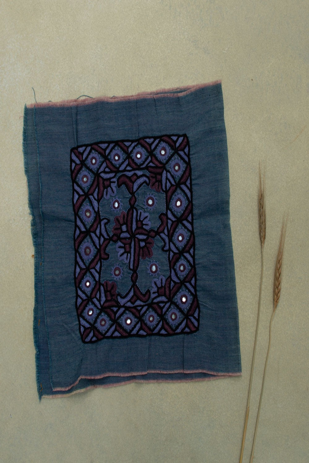 Faded Blue Kutch Embroidered Trim