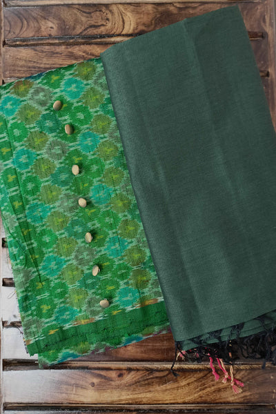 Green Ikat Silk Top & Silk Dupatta